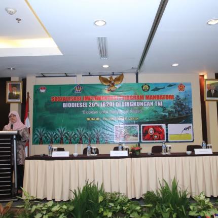 Sambutan Direktur Bioenergi, Andriah Feby Misna pada acara Sosialisasi Implementasi Program Mandatori B20 di Lingkungan TNI