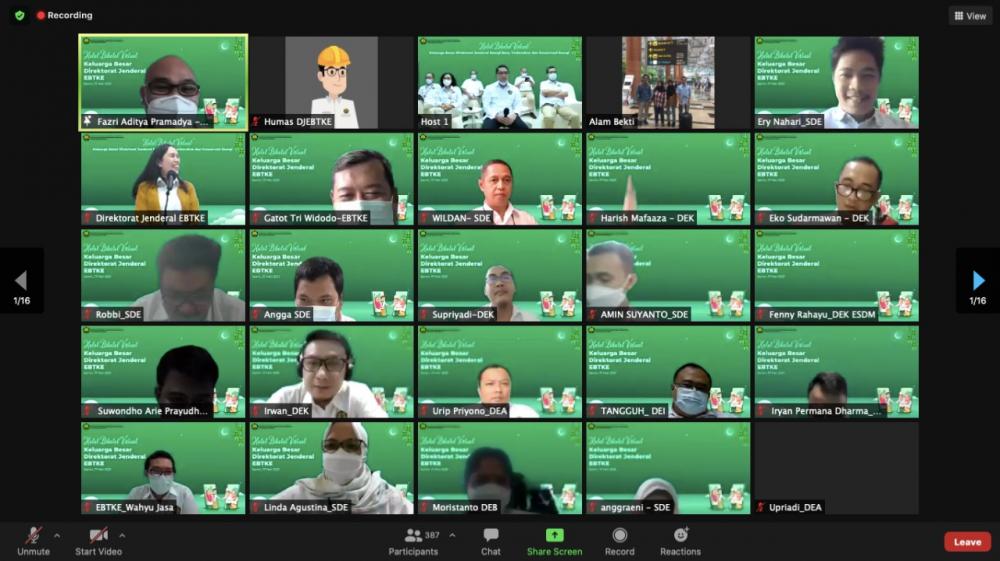 Para pegawai Ditjen EBTKE mengikuti kegiatan Halalbihalal secara virtual. (17/05/2021) (LA)