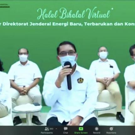 Sebagai ajang silahturahmi di masa Idul Fitri dan bulan Syawal, Ditjen EBTKE melaksanakan Halalbihalal Virtual yang diikuti seluruh keluarga besar Ditjen EBTKE di Jakarta, (17/05/2021) (LA)