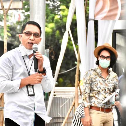 Dirjen EBTKE, Dadan Kusdiana memberikan sambutan pada acara peresmian Energy Hub Cikini di Menteng, Jakarta (30/12/2020)