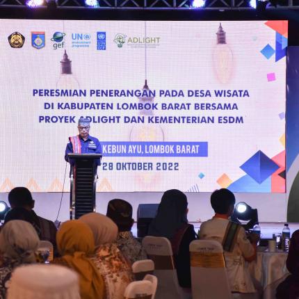 Peresmian Penerangan Desa Wisata di Kabupaten Lombok Barat bersama Proyek ADLIGHT dan Kementerian ESDM (29/10/2022). Sebanyak 3.700 lampu LED dipasang pada sektor pariwisata di Lombok dan NTB.