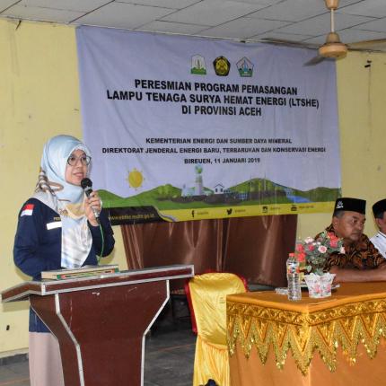 Sambutan Direktur Bioenergi, Andriah Feby Misna pada Peresmian LTSHE di Bireun, Aceh