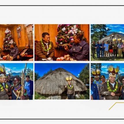 Menteri ESDM Arifin Tasrif mengunjungi Honai dan bertemu dengan salah satu ketua adat di Ilaga, Kabupaten Puncak, Papua, Jumat (20/12/2019).