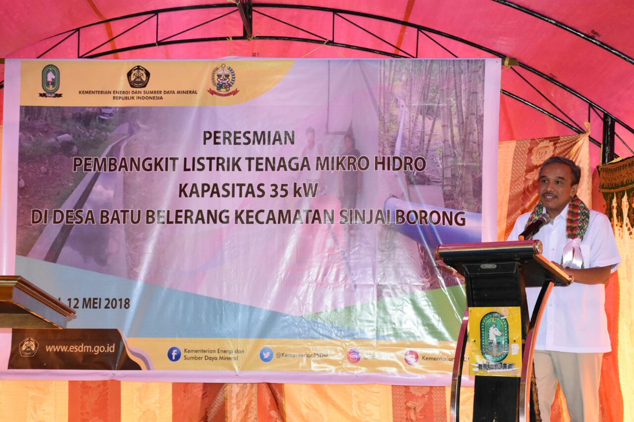 Sambutan Direktur Renbang Infrastruktur, Noor Arifien Muhammad dalam Peresmian PLTMH 35 kW di Kabupaten Sinjai, Sulawesi Selatan